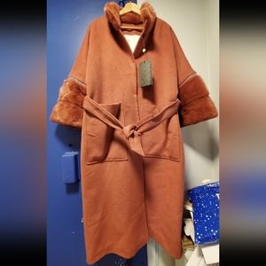 Diana Winter Wool Cashmere Mink Fur Coat 2XL